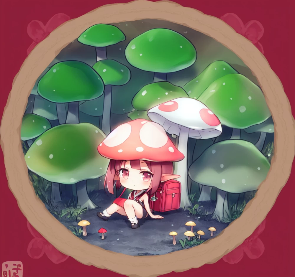 ランドセル背負ったきのこの妖精さん